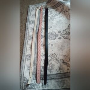 Michael Kors Set of Three Belts in White, Pink, and Black